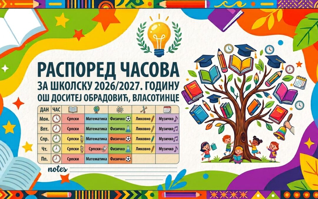 Распоред часова- школска 2026-2027.